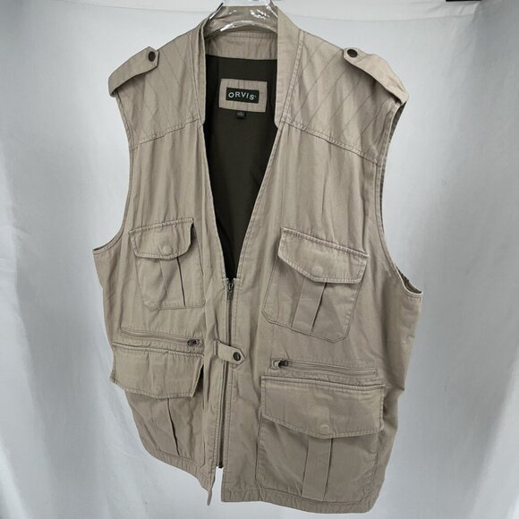 Orvis Other - Orvis Vest Men's XXL Fly Fishing Tan Khaki Hunting zip pockets canvas vented